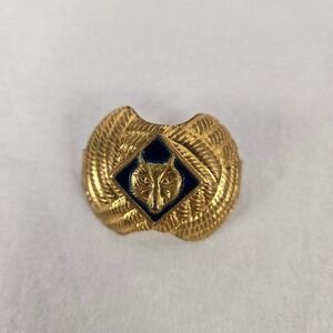 Vintage Boy Scouts of America Cub Scout Wolf Neckerchief Slide Gold Tone Blue